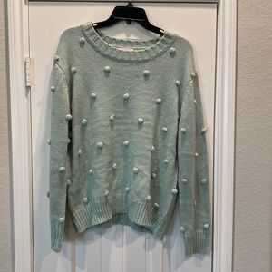 ⭐️ NEW PINK LIKY POM POM SEA FOAM GREEN SWEATER
